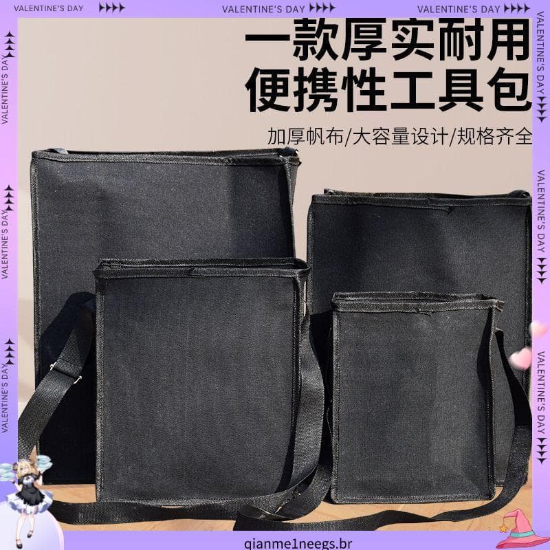 Kit de ferramentas preto de lona preta Extra grossa, alvenaria grossa, carpintaria, resistente ao desgaste, armazenament