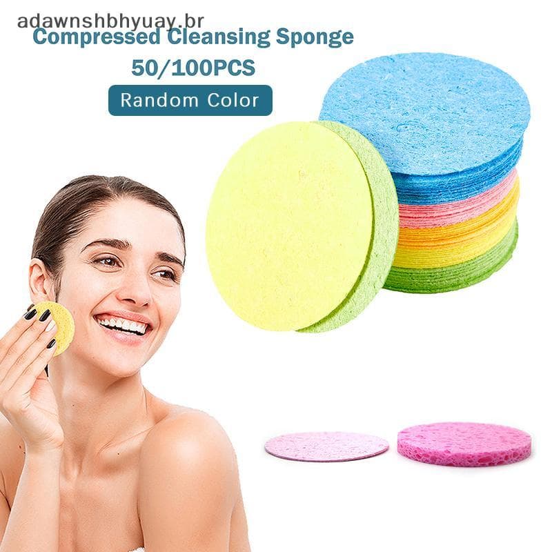 Adwnshbyuay Atacado 50/100 Pcs Esponja De Limpeza Facial De Celulose Natural Comprimida BR
