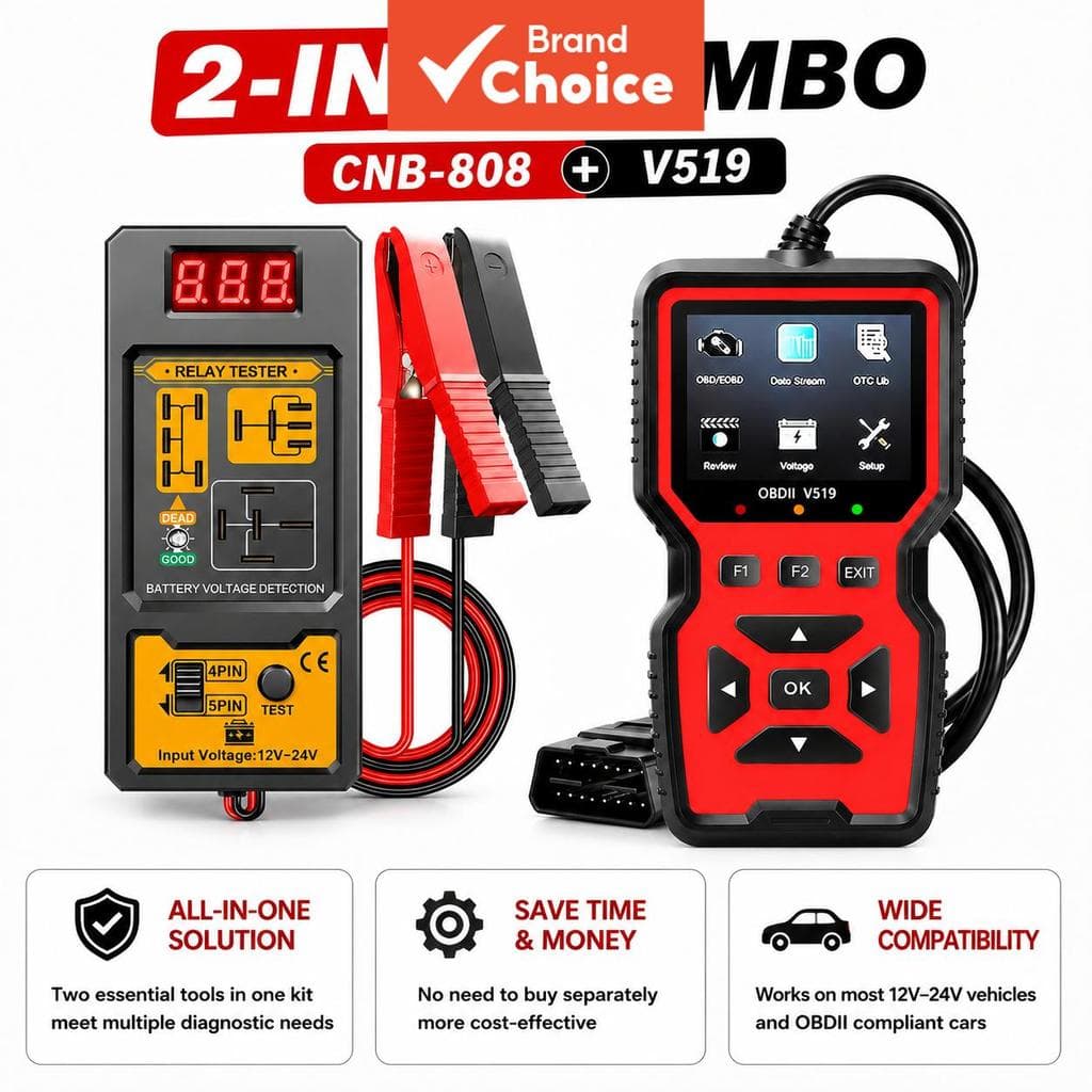 V519 Obd2 Scanner E Cnb-808 Kit Testador De Relé Automotivo Leitor De Falha Do Motor Com Analisador 12V-24V Detector De