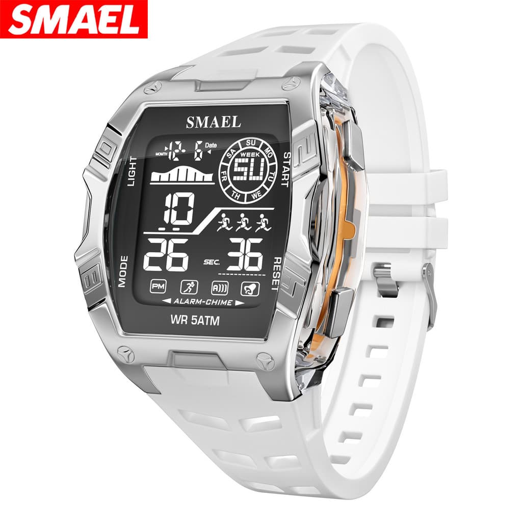 SMAEL Relógio esportivo Digital Fashion, relógio eletrônico exclusivo da moda de rua LED luminoso 50m relógio de alarme
