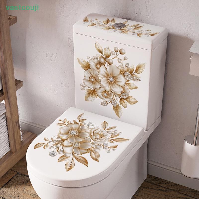 Vastcouji Toalete Stier Flor Borboleta Banheiro Auto-Adesivo Pintura À Prova Dwaterproof Água Capa De Parede Do br