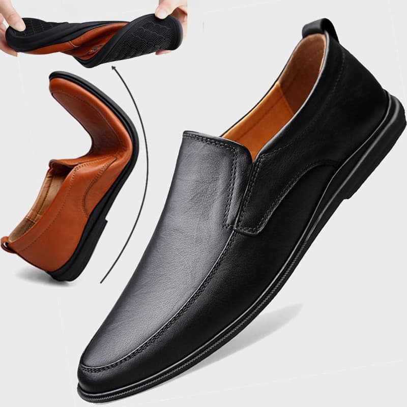 Sapatos masculinos de negócios casuais sapatos de couro masculino versão coreana britânica ervilhas de couro genuíno sap