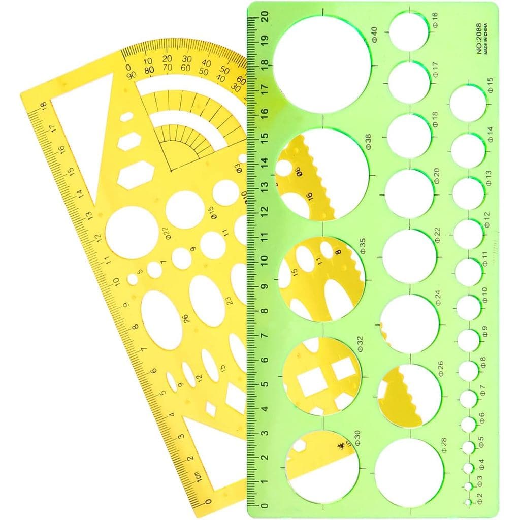 Molde de Círculo de Plástico, Estêncil de Círculo Multifuncional para Desenho, Medição, Geometria, Ferramentas de Desenh
