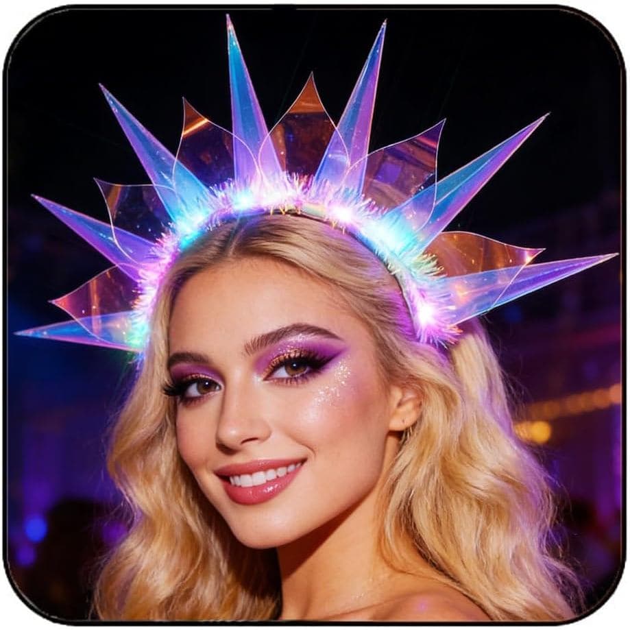 Tiara Luminosa CAKURE com LED, Coroa para Festas e Eventos para Mulheres |   Coroa Luminosa LED Halo para Festas e Festi