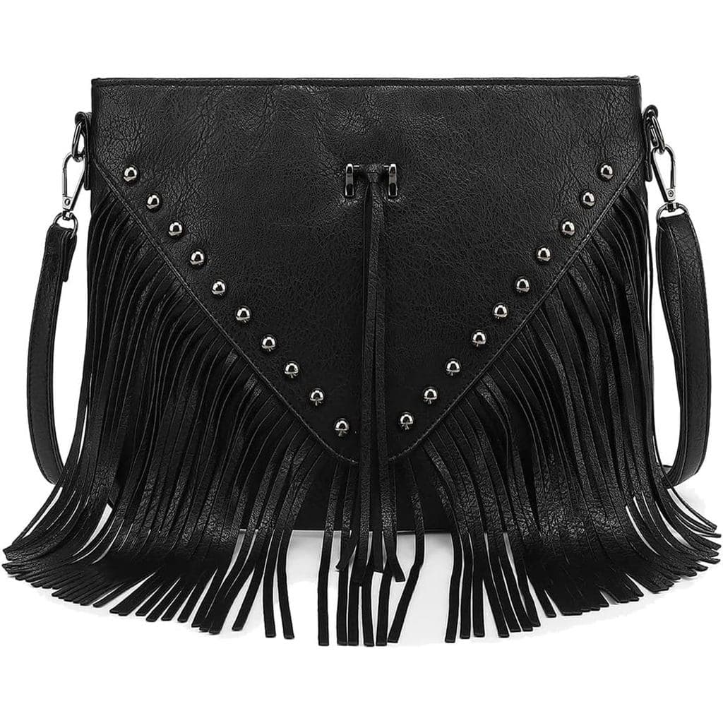 Bolsa Transversal com Franjas para Mulheres, Bolsa Transversal Grande Vintage com Franjas, Bolsa de Ombro Boho com Franj