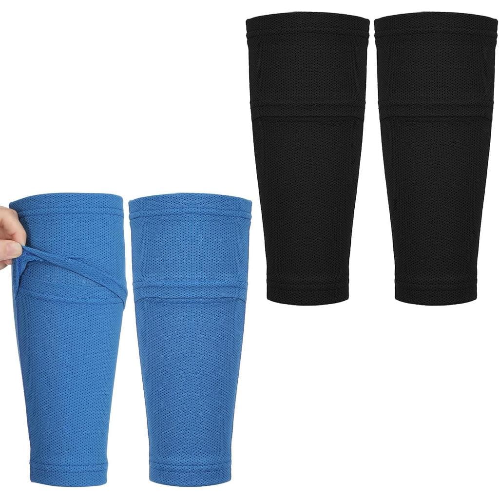 Mabor 2 Pares de Mangas de Compressão para Caneleiras de Futebol, Suportes de Caneleiras com Bolso Interno, Mangas de Co