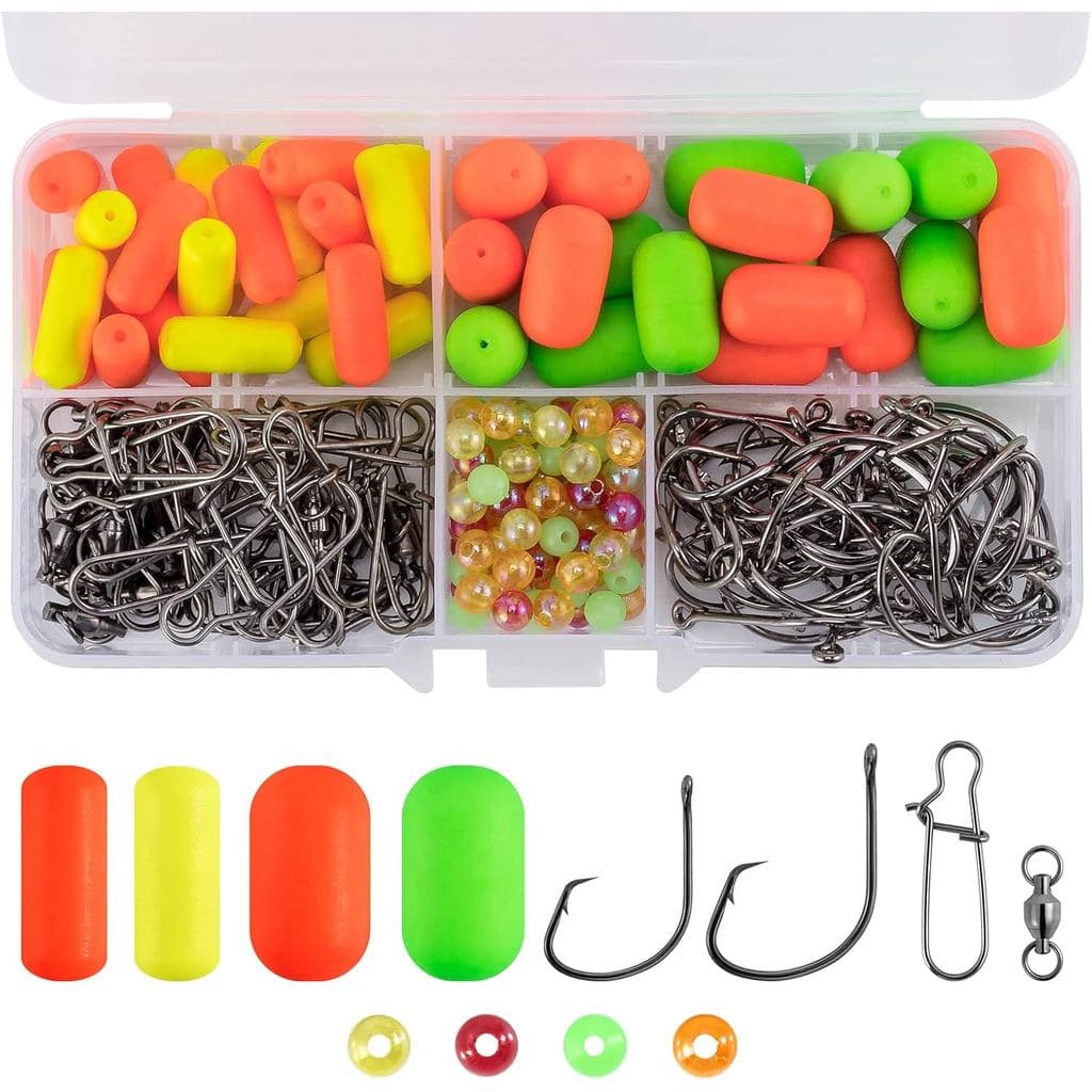 Dr.Fish Kit de Montagem de Rig para Pesca de Pompano com 200 Peças, Acessórios para Pesca de Surf, Boias Snell, Contas d