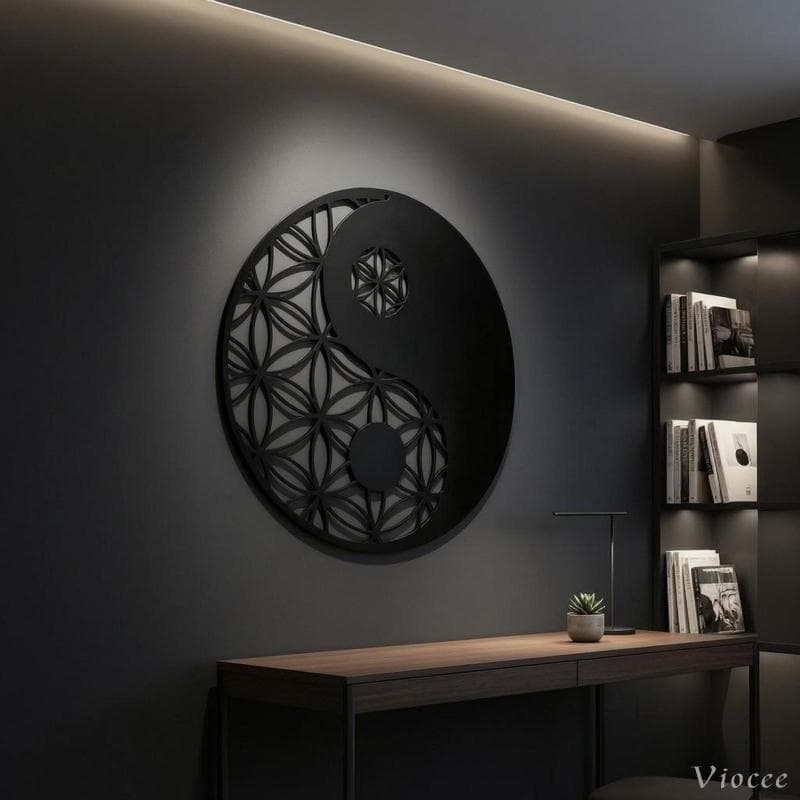 [Viocee] Decoração De Parede De Metal Yin Yang Openwork-Em Camadas Para Escritório