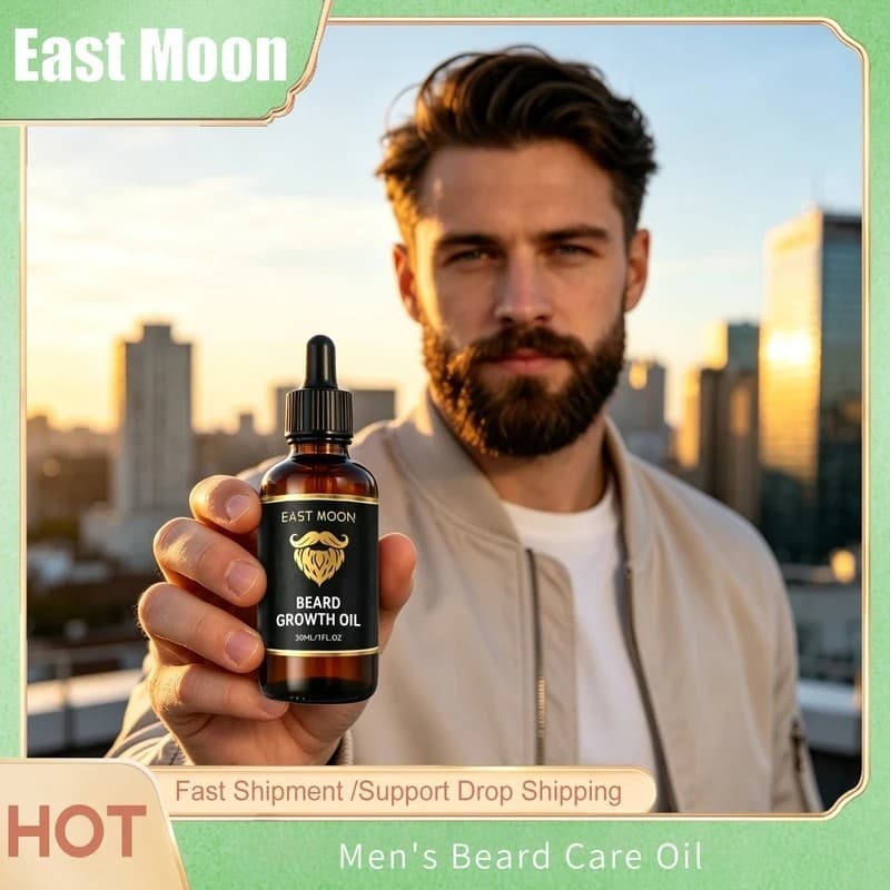Óleo masculino para cuidados com a barba East Moon, usado para cuidados diários com a barba, barba macia, forte reparaçã