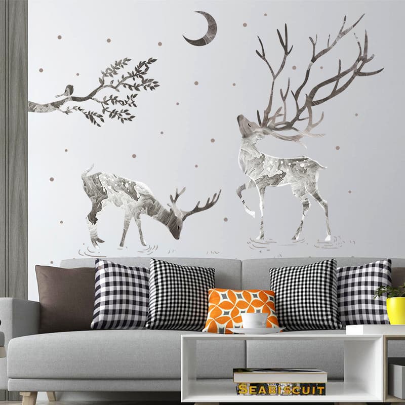 Criativo único Elk adesivos de parede quarto influenciador fundo parede dormitório decoração da parede adesivos auto-ade