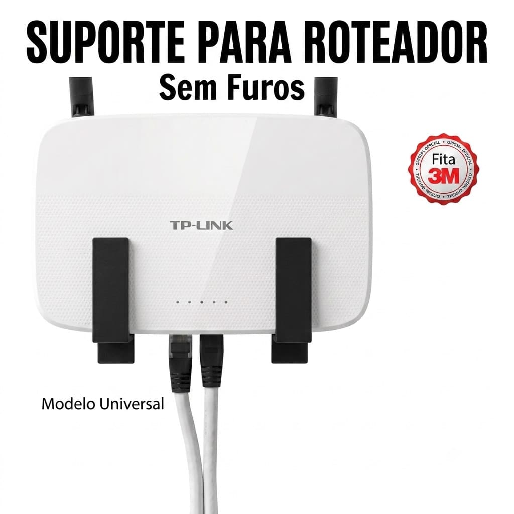 Suporte Roteador Modem ONU WiFi Parede Sem Furo Fita 3M Universal