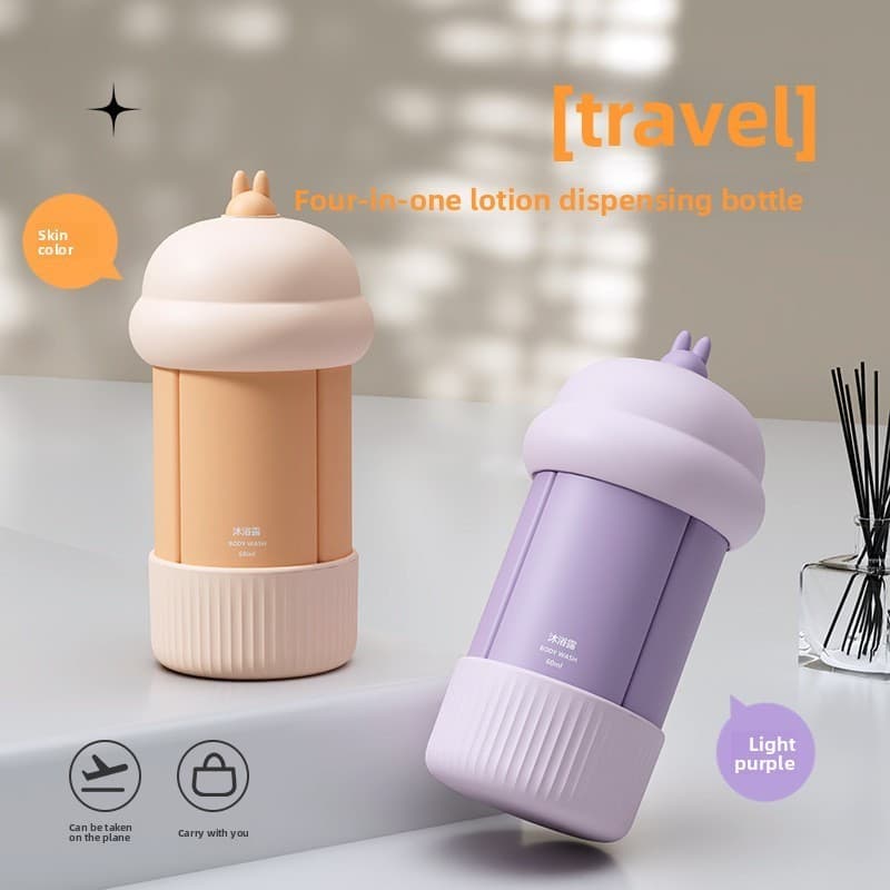 Conjunto De Frasco De Recarga De Viagem De Silicone Quatro Em Um À Prova De Vazamentos Para Porta De Gel De Banho De Loç