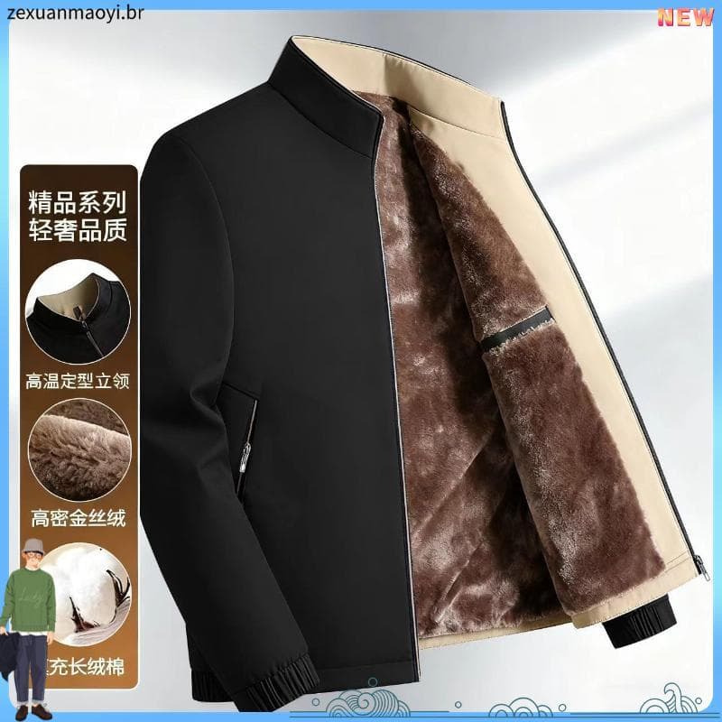Outono inverno novo estilo Casual masculino algodão acolchoado roupas pai de meia-idade usar gola alta jaqueta masculina