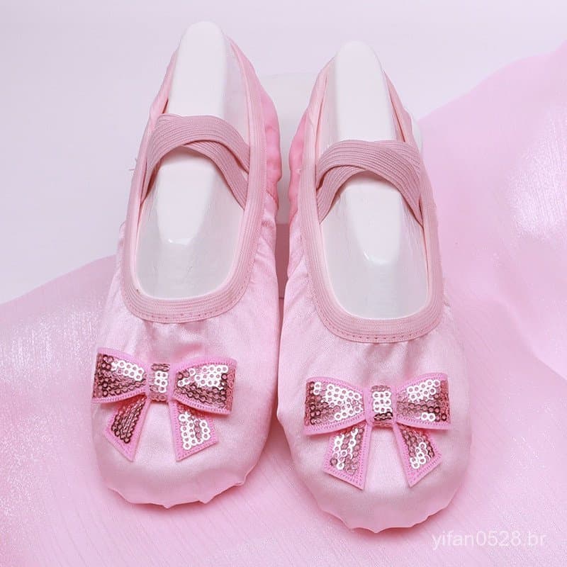 Sapatos de Dança para Meninas Sapatos de Dança Soft-Soled Practice Sapatos de Ballet Satin Sapatos de Dança para Bebês S