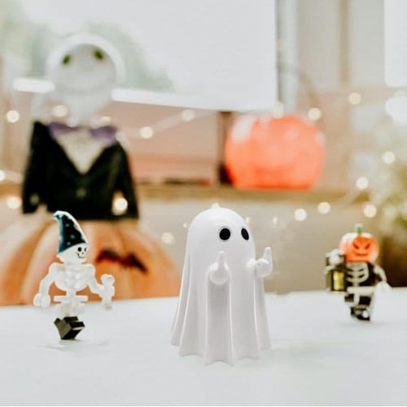Decoração de estátua fantasma de halloween, estátua fantasma de dedo médio de resina fofa, decoração de mesa fantasma de