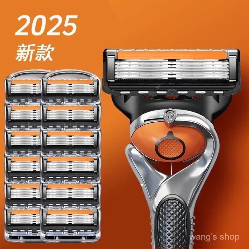 Novo modelo 2025 de navalha manual masculina de cinco camadas com lâminas de aço inoxidável multicamadas, um item de gra