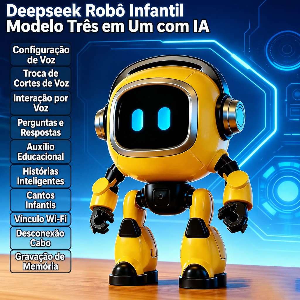 Robô Infantil com IA Conversação Inteligente Wi-Fi Suporte a Múltiplos Idiomas Histórias e Perguntas