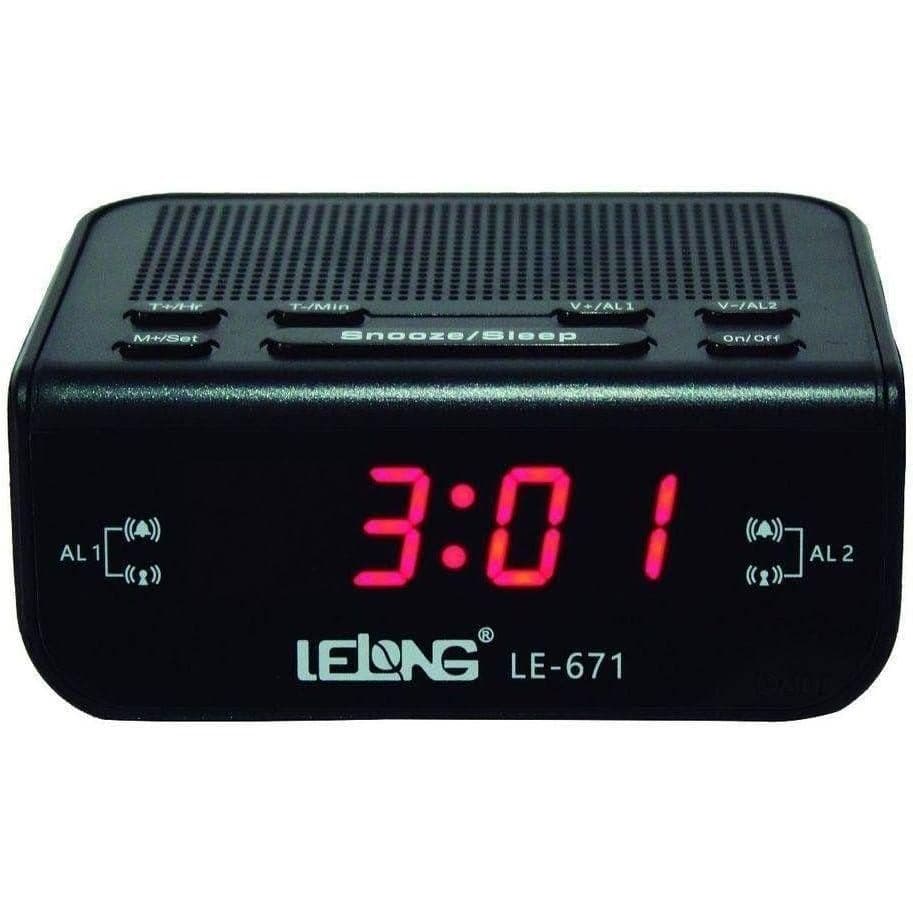 RÁDIO RELÓGIO FM DESPERTADOR ALARME SONECA VISOR GRANDE LELONG LE-671