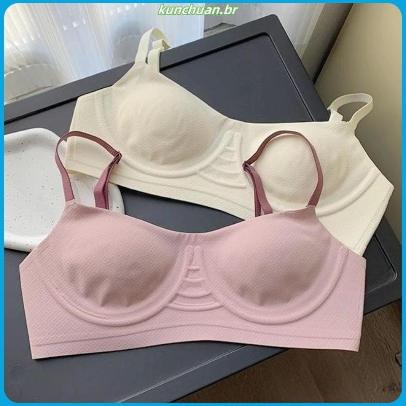 Sem costura copo fino roupa interior senhoras mais magro olhar pequenos seios reunir confortável respirável sem anel de