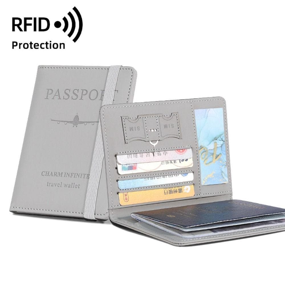 Porta-Passaporte De Couro PU , Com Capa Protetora Para Carteira De Viagem RFID , Clipe Bilhetes