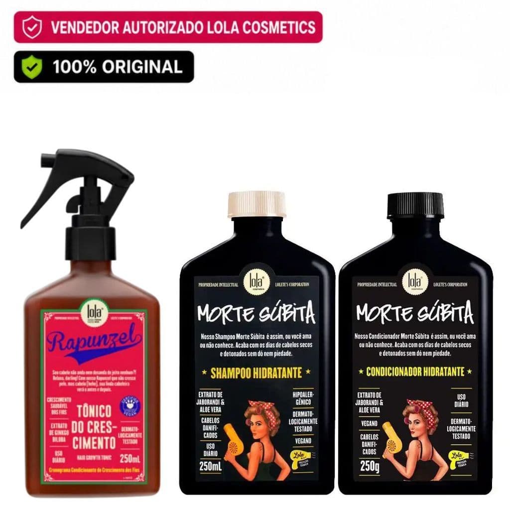 Kit Lola Cosmetics Tônico Rapunzel + Shampoo Morte Súbita + Condicionador Morte Súbita