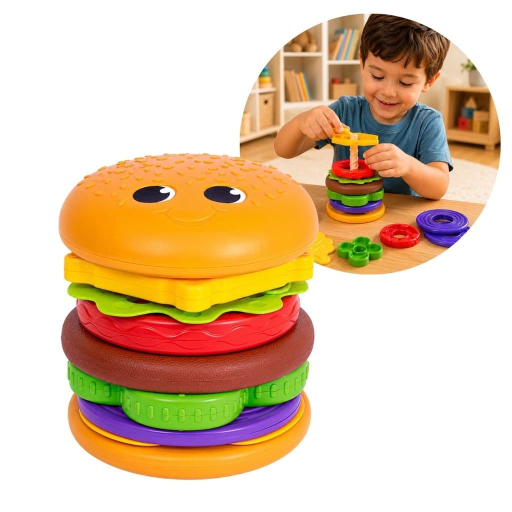 Brinquedo Educativo Mercburguer Encaixar 5 em 1 Sensorial