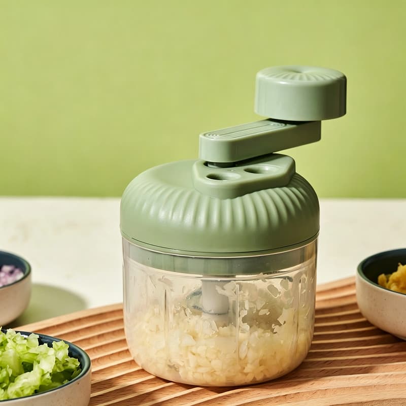 Mini Processador Manual de Alimentos 250ml, Triturador de Alho, Cebola e Carne, Picador de Cozinha Portátil