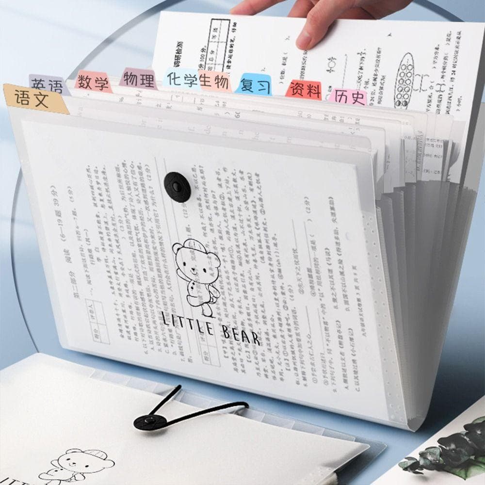 Bolsa De Órgão HUINET A4 , Pasta Expansível De Arquivo A4 De Alta Capacidade , Organizador De Arquivos Ursinho Translúci