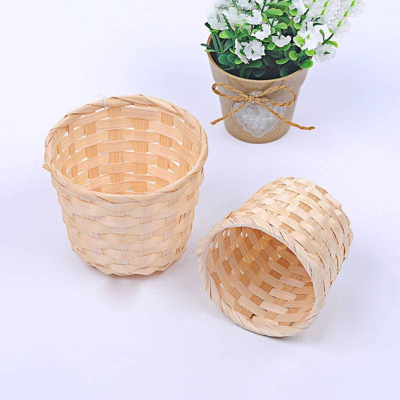 Luguafu Novo Pote De Bambu Artesanal Cesta Wier Palha Retalhos Rattan Ervas Marinhas Organizador Armazenamento Berçário