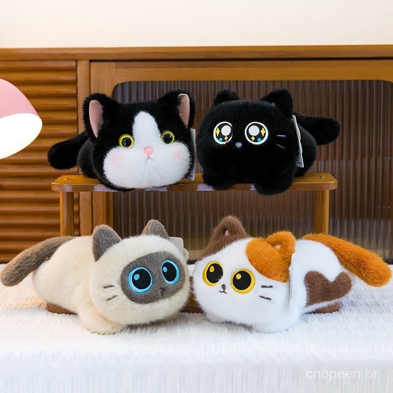 Almofada de Pelúcia em Forma de Gato de 20cm/35cm, Presente Fofo para Decoração de Casa