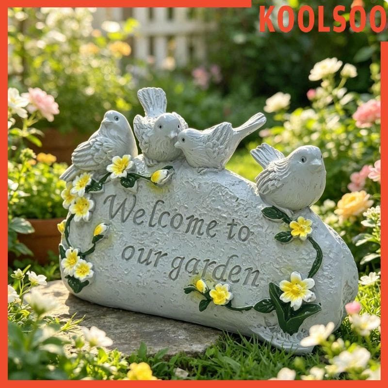 [Koolsoo] Sinal De Boas-Vindas Para Pássaros Ornamentais , Ornamento Floral Resistente Às Intempéries Gramado E Pátio