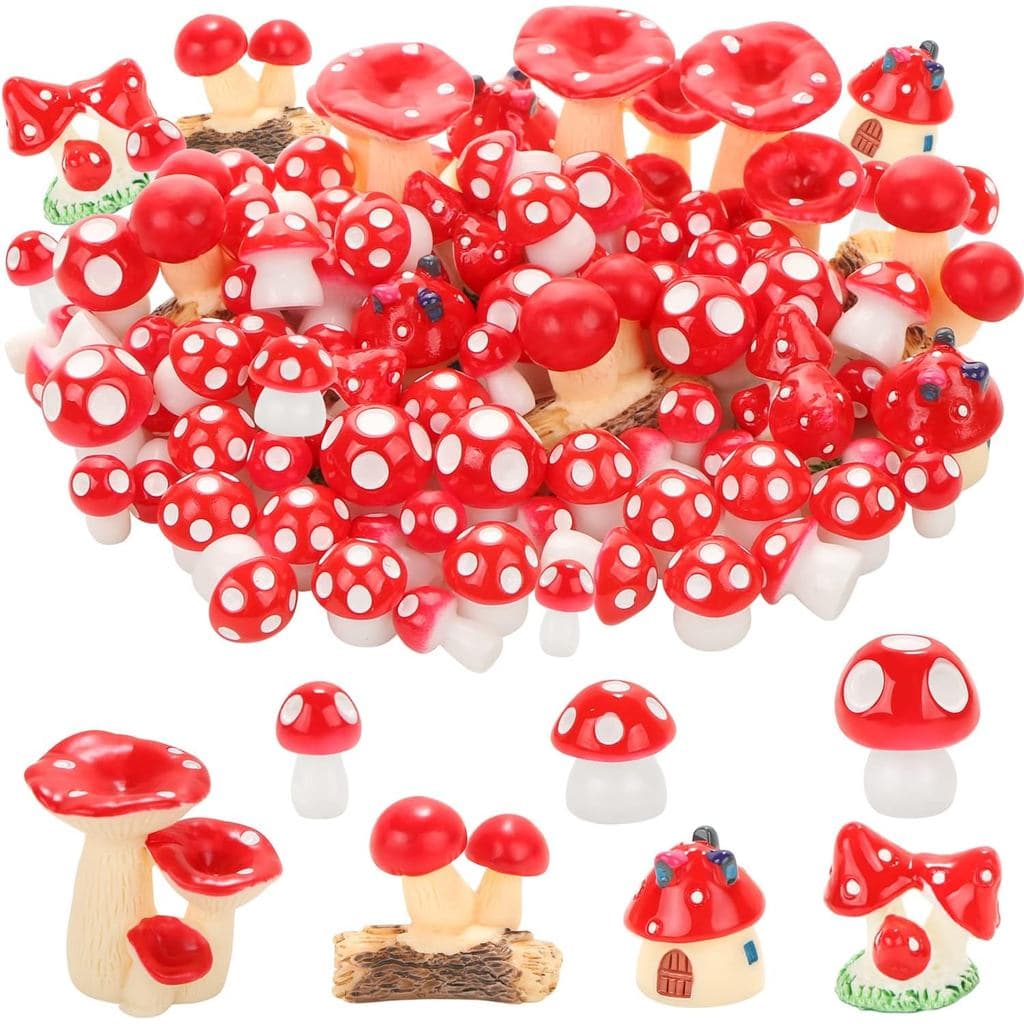 80 Peças de Mini Cogumelos em Miniatura para Jardim de Fadas, Cogumelos Pequenos e Fofos, Figuras para Paisagem de Musgo