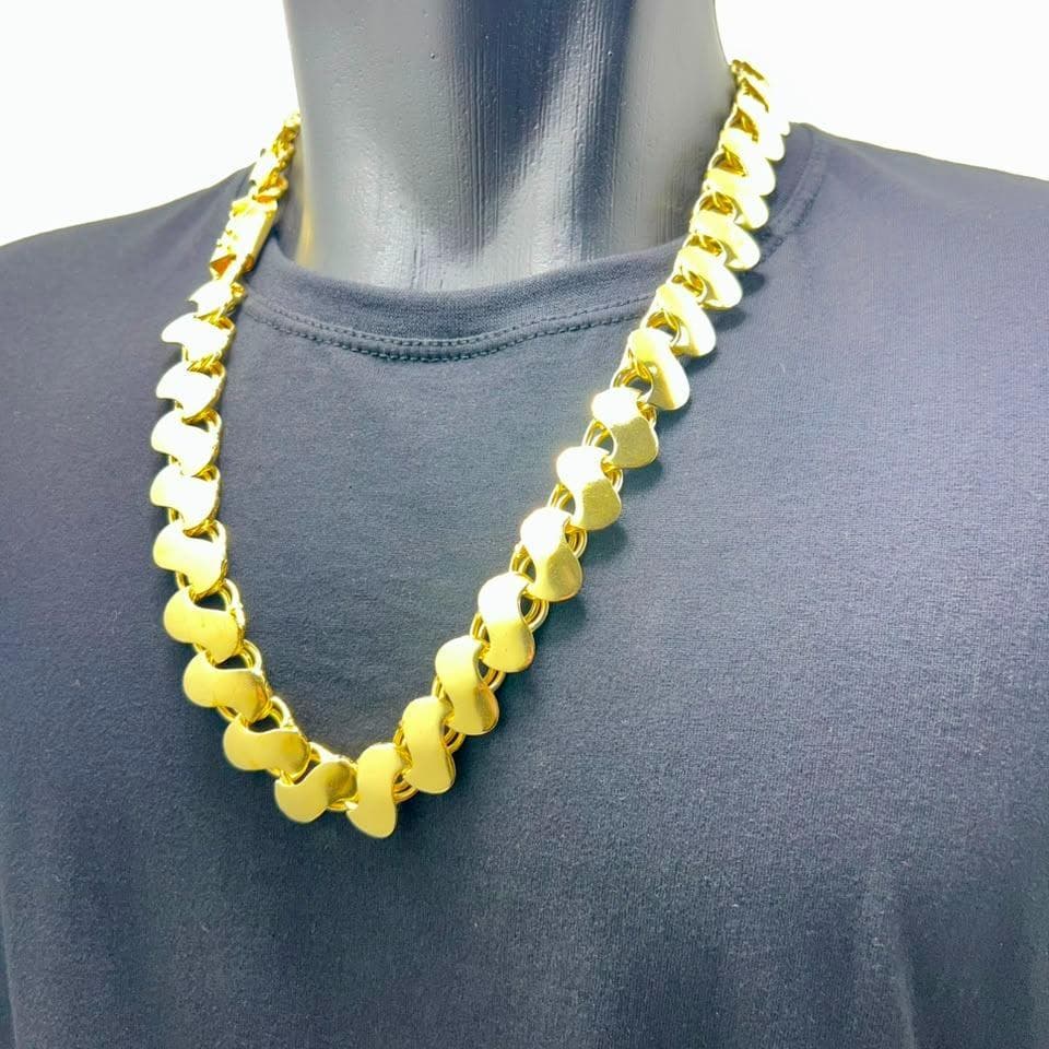 CORRENTE CORDÃO FRISO S 16mm 70cm 100% MOEDA ANTIGA GROSSA COR DE OURO 18K MASCULINA 777 00