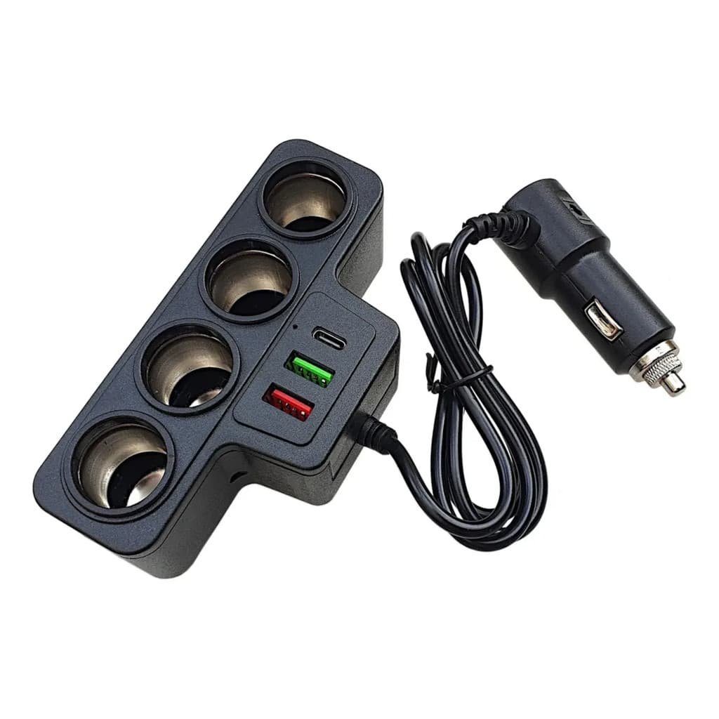 Adaptador Divisor 4 Portas 12/24v Usb Isqueiro Carro 120w Pd