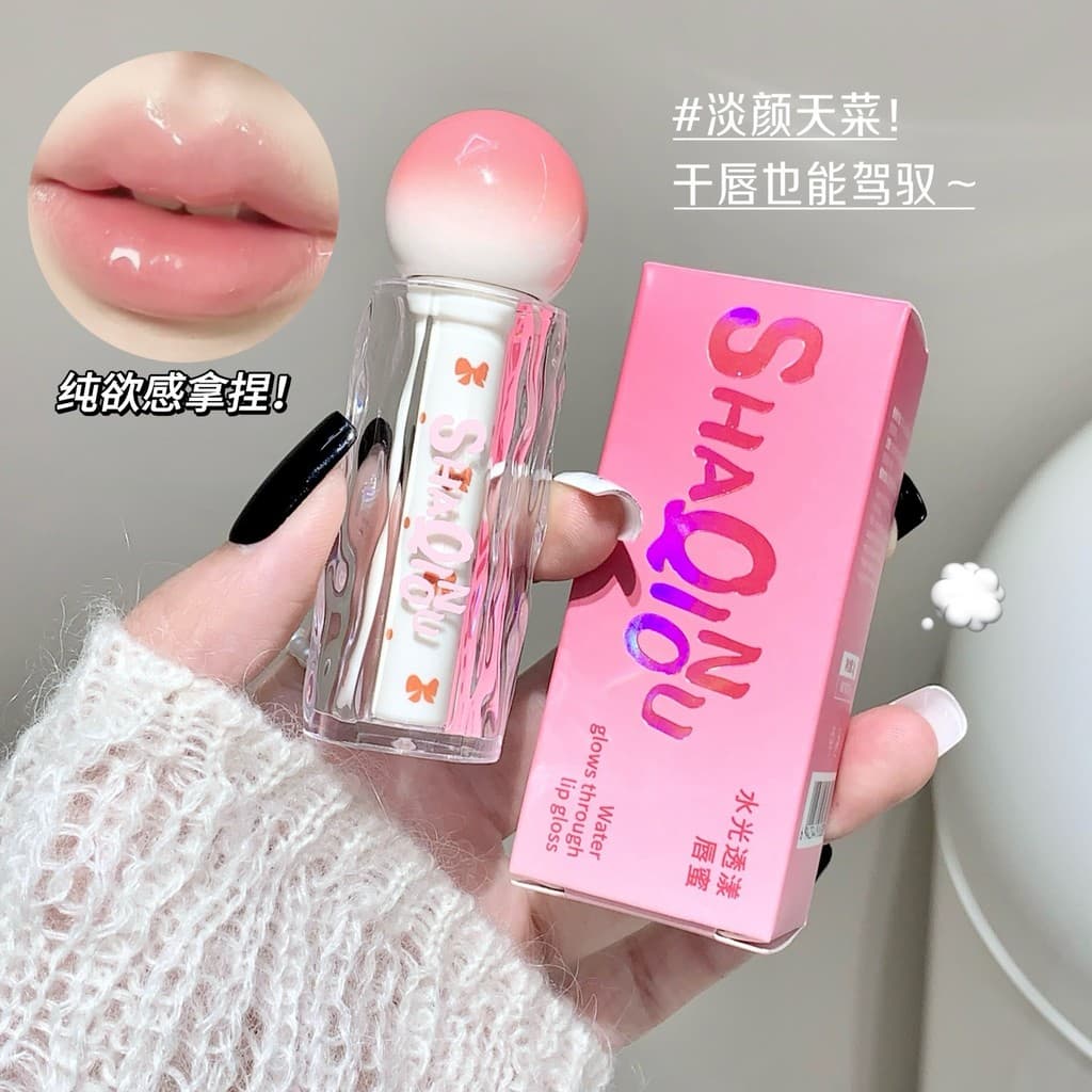 SHAQINUO Brilho Labial Aquoso para Estudantes, Aparência Natural, Hidratante, Iluminador, Batom com Efeito Espelhado Aqu