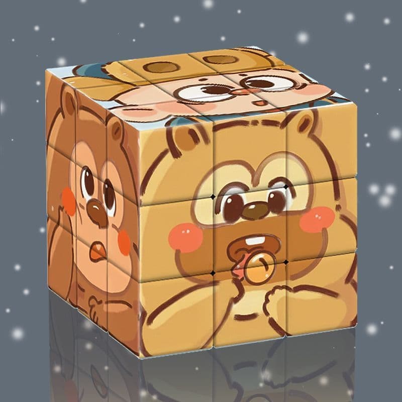 Urso assombrado cubo de rubik terceiro pedido criativo cubo de rubik dos desenhos animados bonito cubo de rubik brinqued