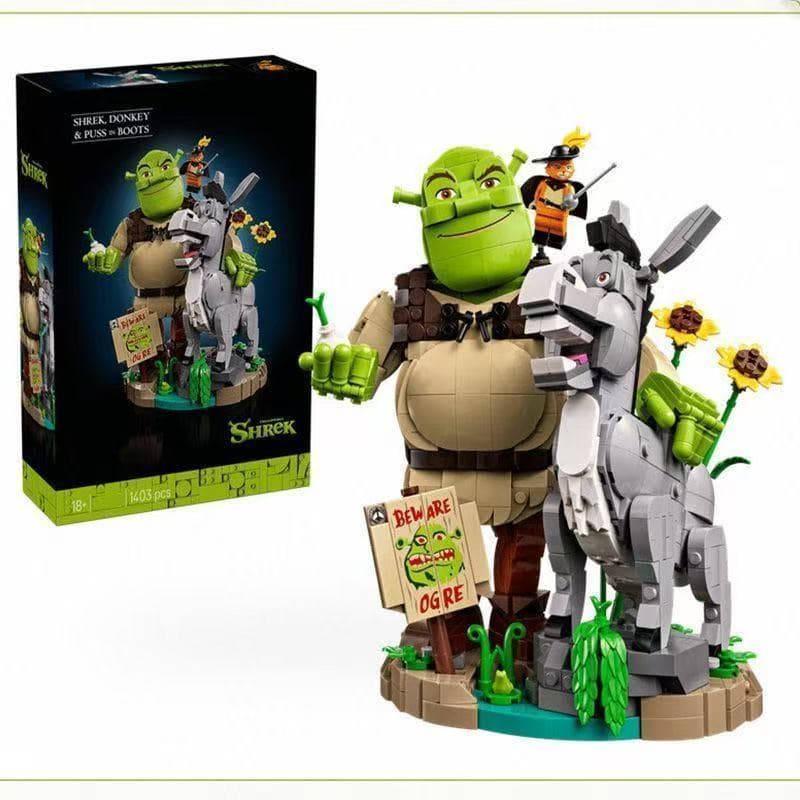 1403 PCS Monster Shrek Compatível Lego Burro e Botas Gato Crianças Montadas Bloco de Construção Brinquedos
