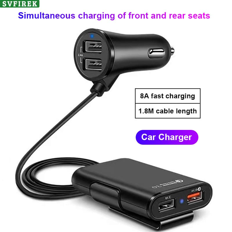 SVFIREK 36W 8A Carregador De Carro QC3.0 USB 4 Carregamento Rápido Para Telefone Android