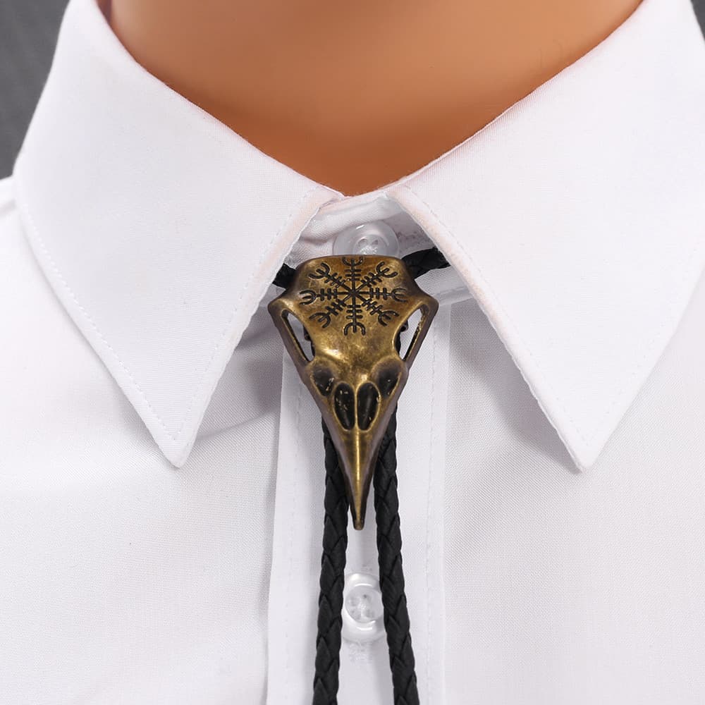 Gravata borboleta retrô em formato de osso de pássaro, pingente de Metal masculino, corda trançada, acessórios de moda e
