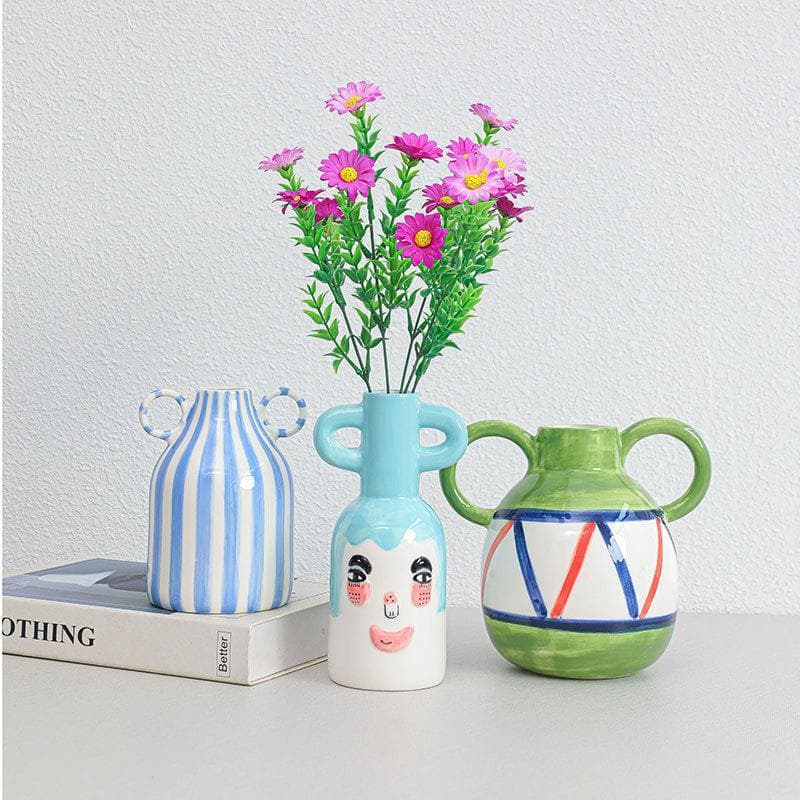 Vaso, vaso decorativo, decorativo hidropônico, vaso de cerâmica de orelha dupla, de flores, decoração estilo n