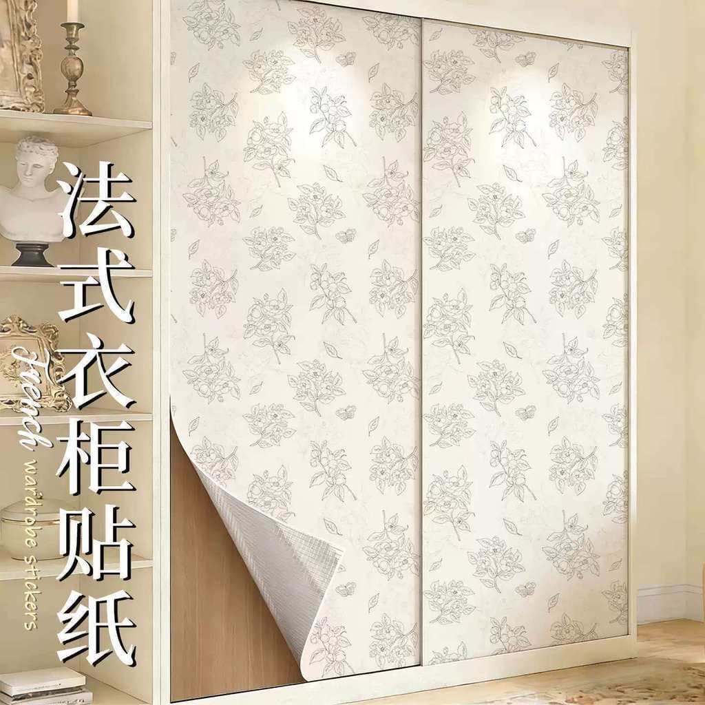 Adesivo de guarda-roupa francês remodelação auto-adesivo porta de vidro porta deslizante capa de armário móveis feios qu