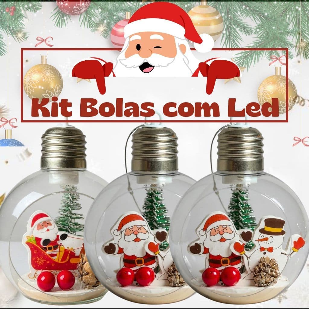 Kit Bola De Natal Enfeite Para Arvore De Natal Decoração Led