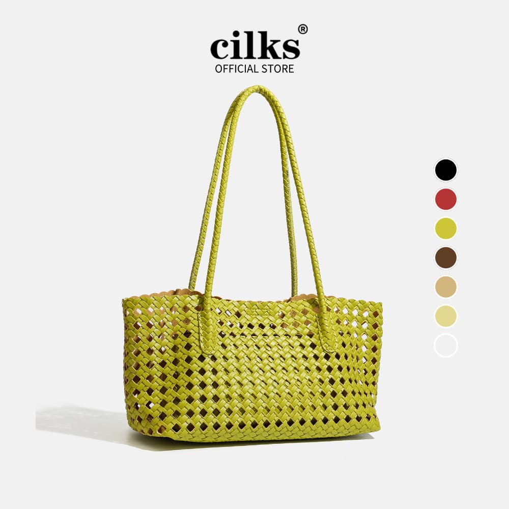 Bolsa Tote Acolchoada CILKS para Mulheres, Grande Capacidade, Bolsa de Ombro 2 em 1, Bolsa de Praia com Design Vazado S2