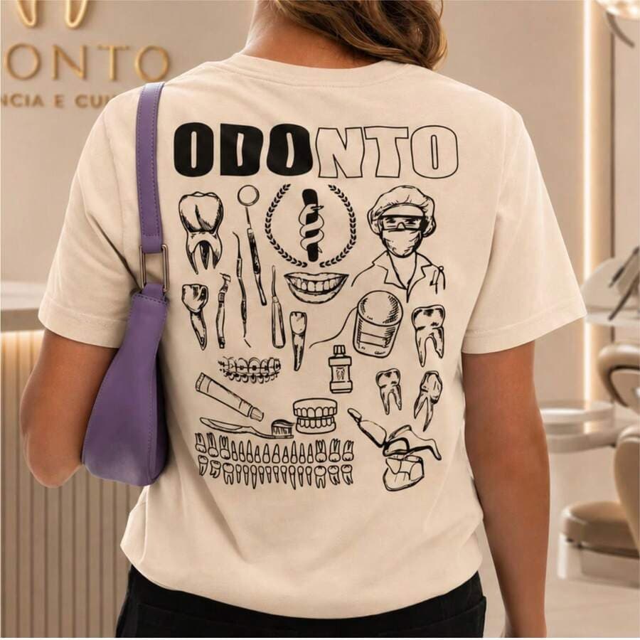 Camiseta Feminina Odontologia camisa Manga Curta 100% Algodão