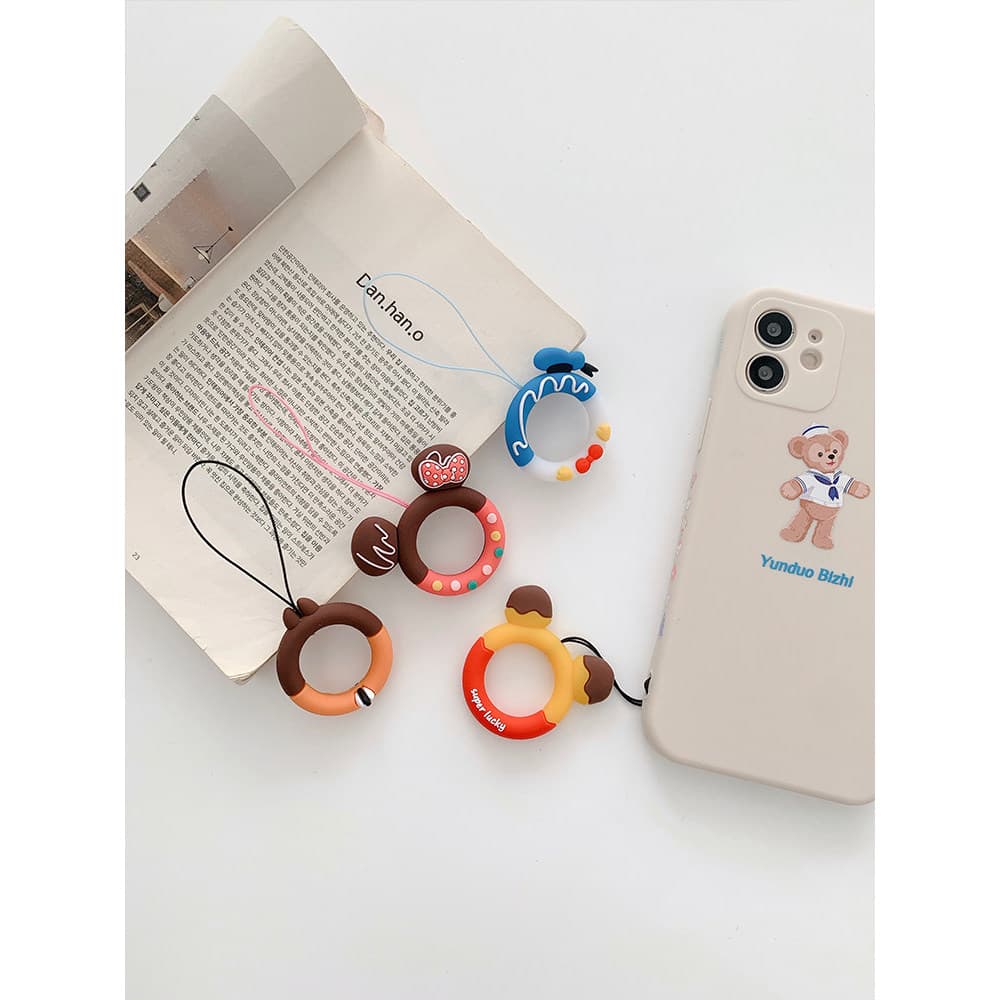 Cordão para celular, anel com fivela, pingente, fivela para celular, anel, corda, desenho animado, capa curta fofa, cord