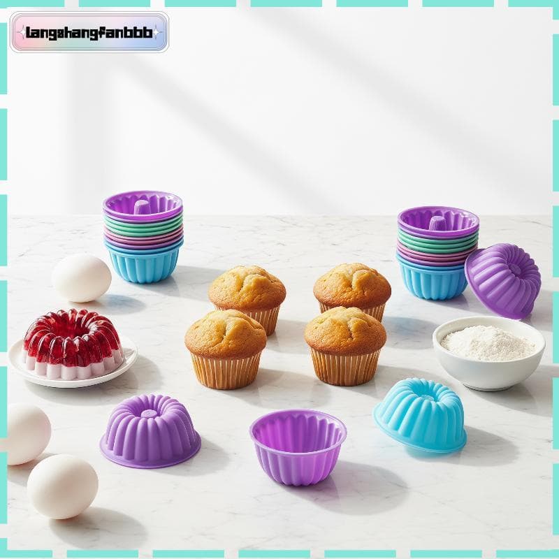 [LANGB] 12 Peças/set De Moldes De Bolo De Silicone De Qualidade Alimentar , Copos De Muffin Redondos Multicoloridos , Pa