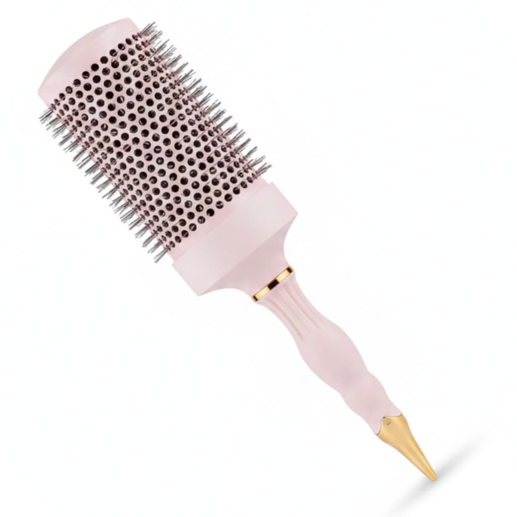 Escova de Cabelo Térmica Profissional Vazada Rosa com Cerdas Nylon 80mm Antifrizz e mais Brilho