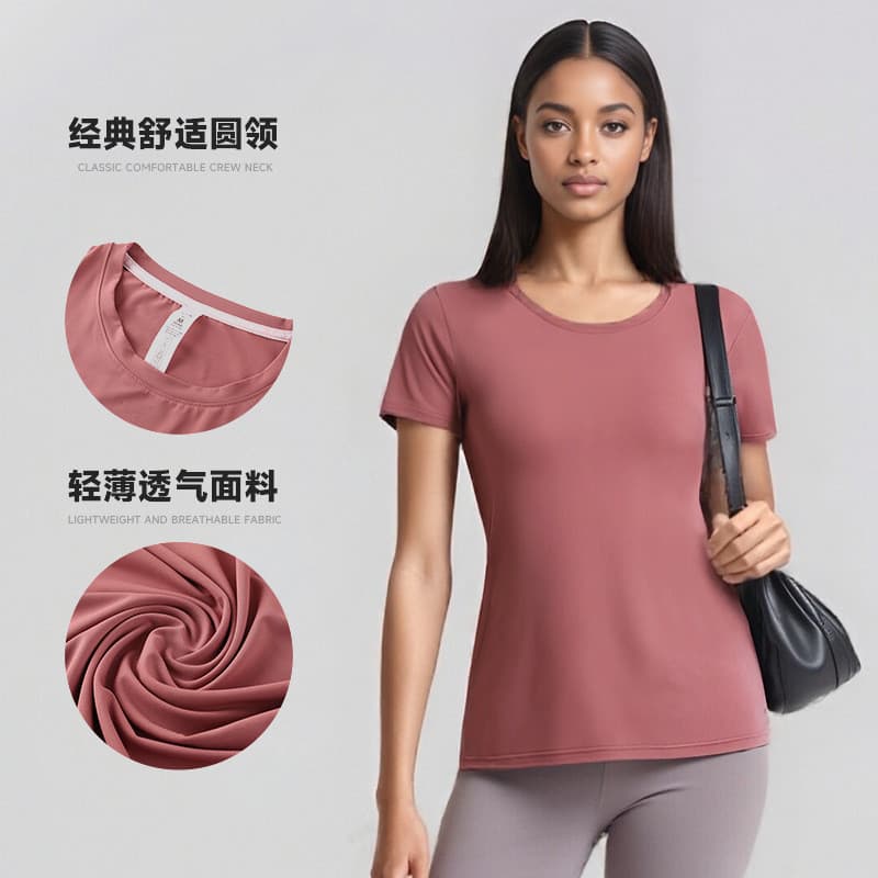 Roupas de Yoga de ajuste fino feminino camiseta de manga curta esportes topos mais magro olhar correndo roupas de Fitnes