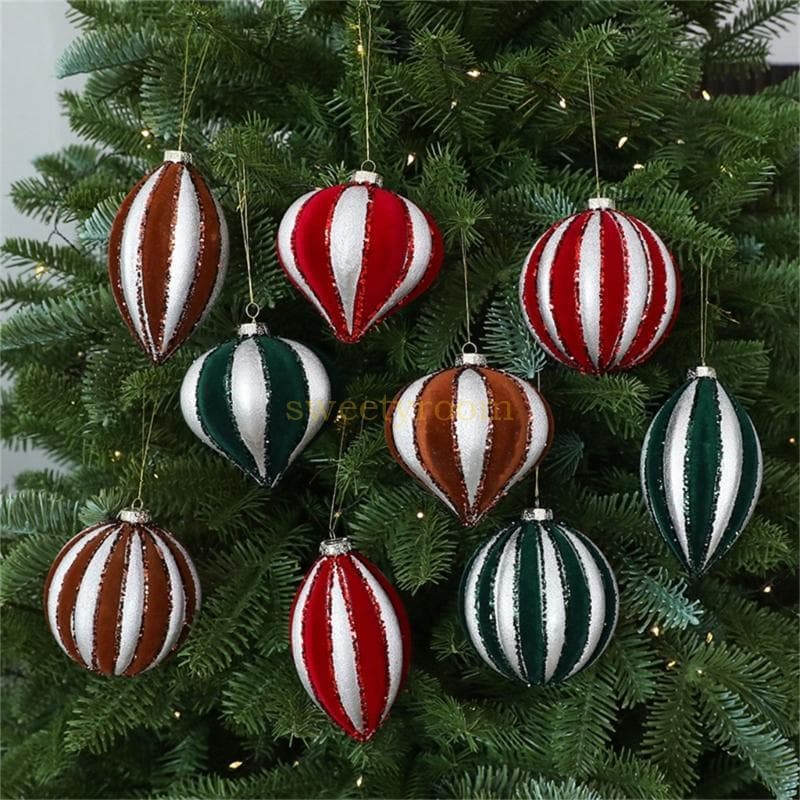 Conjunto Enfeites Árvore Natal 9 Furo Para Pendurar E Detalhes Brilho