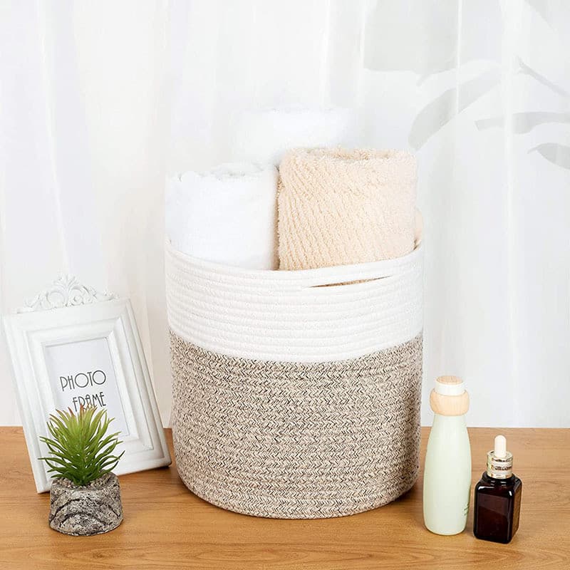 Corda de algodão cesta de plantas moderna cesta de armazenamento tecido vaso de plantas capa cesta de armazenamento vaso
